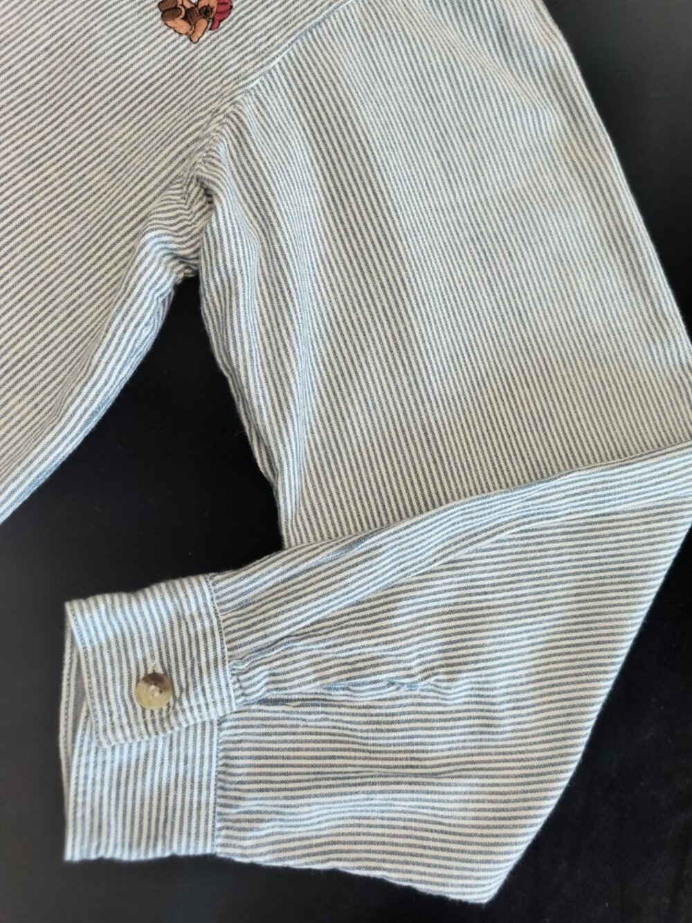Vintage Casey & Max Striped Embroidered Shirt 2 Pieces Cottagecore Cats/Hearts M - Picture 13 of 16